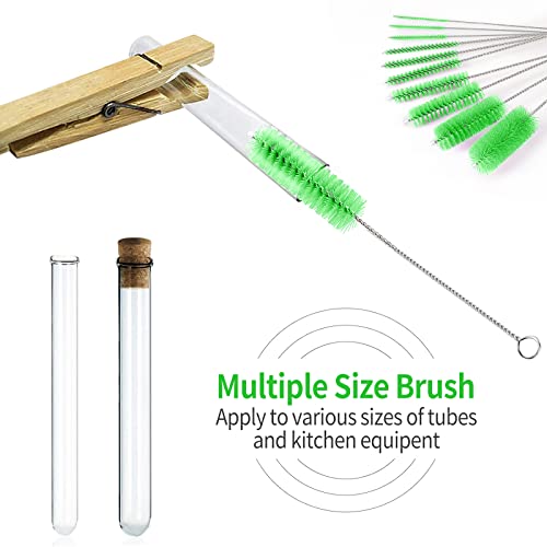 CiaraQ Bottle Cleaning Brushes, 8 Inch Nylon Tube Brush Set, Cleaner for Narrow Neck Bottles Cups with Hook, Set of 10pcs. - color: Green, size: 8.0 Inch (10pcs)