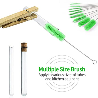 CiaraQ Bottle Cleaning Brushes, 8 Inch Nylon Tube Brush Set, Cleaner for Narrow Neck Bottles Cups with Hook, Set of 10pcs. - color: Green, size: 8.0 Inch (10pcs)