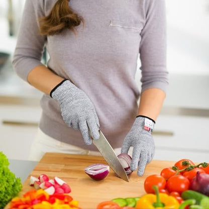 Kitchen Work Safety Protection Anti-Cutting Gloves Grade 5 Wear Resistance,Peel The Shell, Cut The Meat - color: Black- Grey, size: Small
