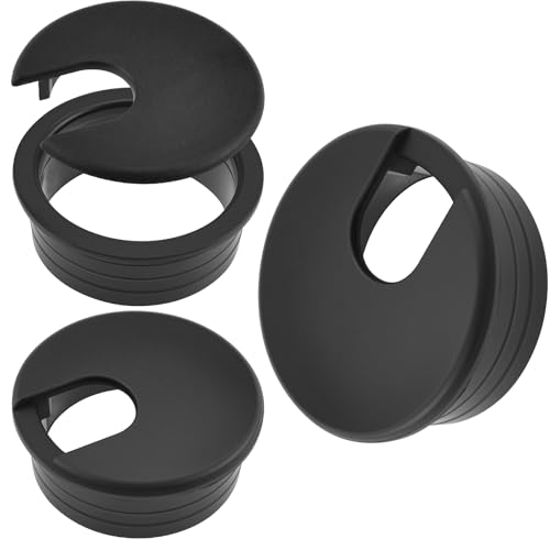 1-3/4 inch(45mm) Black Desk Hole Cover Grommet ABS Plastic Wire Organizers for Computer Desk Cabinet (3 Pack) - color: Black, size: 1-3/4 inch