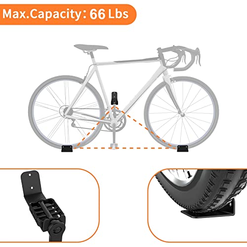 WALMANN 2 Pack Bike Pedal Hanger Wall Mount, Heavy Duty Horizontal Bike Rack for Garage Wall, Bike Display Stand for Home Holds Up to 70 LBS - color: Black-2 Pack