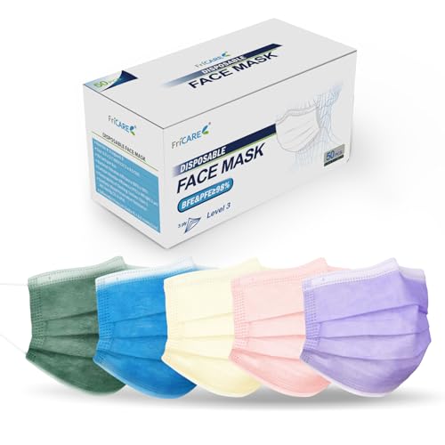 FriCARE Disposable Face Masks, 3-Ply ASTM Level 3 Medical Grade, FSA/HSA Eligible, Breathable & Comfortable for Allergy/Sun Protection, 50 Pack Starry Ballet - color: Starry Ballet