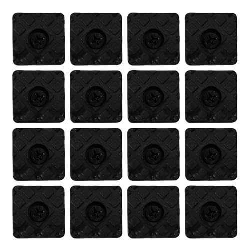 16PCS 22x22mm Black Square Furniture Pads, Non-Slip Heavy Duty Screw-on Furniture Feet, Noise-Canceling Rubber Sliders for Table Desk Chair Sofa Legs