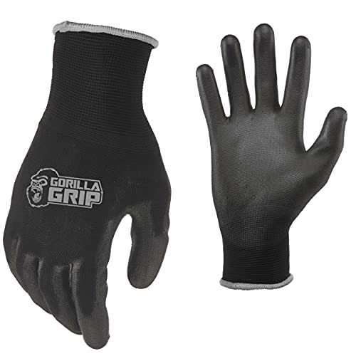 Gorilla Grip Work Gloves, Never Slip Maximum Grip All-Purpose, Gloves for Men, Superior in Wet, Dry, Oily Conditions, Polymer Palm, Extra Large Size, 5 Pairs, Black/Blue | 25058-25 - color: Black/Blue, size: X-Large, style: 5