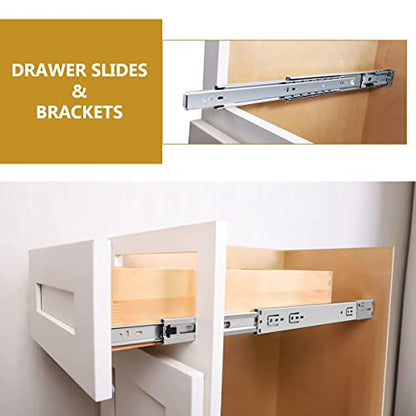 Gobrico 16-Inch Heavy Duty Full Extension Rear/Side Mount Drawer Slides with Brackets Soft Closing Ball Bearing Drawer Runners, 10Pairs - size: 16 Inch