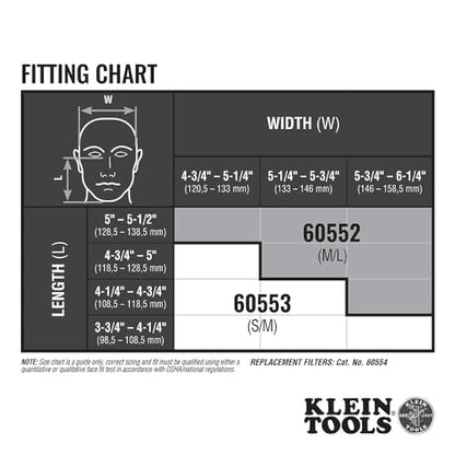 Klein Tools 60552 Reusable P100 Half-Mask Respirator with Replaceable Filters for Dust, Metal Fumes, and Oil Mist, M/L