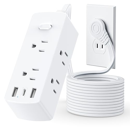 2 Prong Flat Plug Power Strip, Olcorife 2 Prong to 3 Prong Outlet Adapter, 5 FT Flat Extension Cord with 6 Outlets 3 USB Ports(1 USB C), 2000J Surge Protector, US to Japan Plug Adapter - size: 5 Ft, style: 6AC(2 Prong Plug)