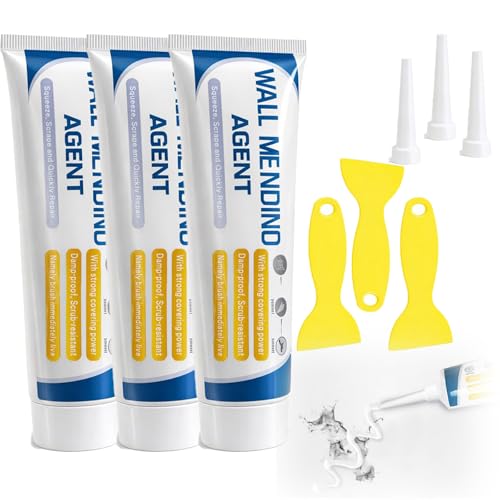 Drywall Repair Kit with Scraper & Nozzle Extender, 2026 New Wall Mending Agent, Multi Functional Wall Filler Putty Spackle Paste for Filling Wall Holes, Cracks, Nail Holes, Dents (3 PCS) - color: 3 PCS