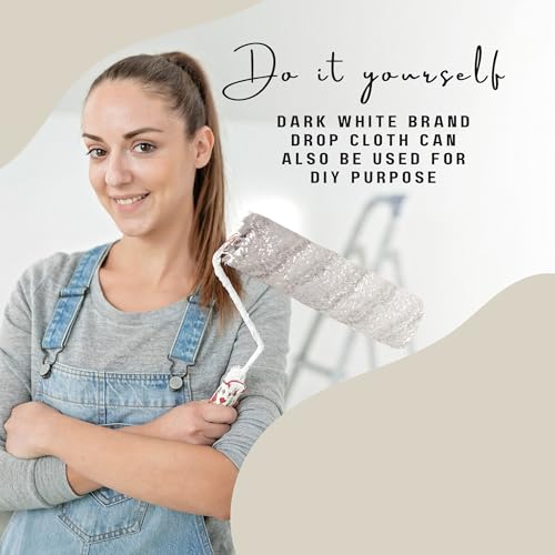 Dark White Premium Cotton 8 oz Canvas Drop Cloth | Leak Resistant, Washable | Ideal for Painting, Crafting, and Furniture Covers - Durable Multi-Purpose Use (9'x12' - Pack of 2) - size: 9'x12' - Pack of 2