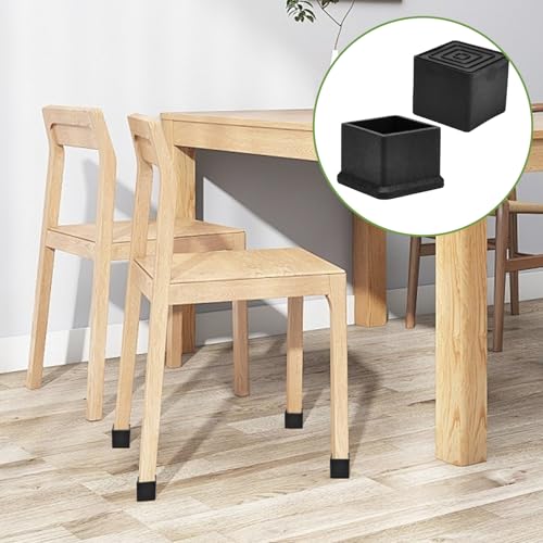 EASYEAH 1-3/4" (45mm) Square Chair Leg Floor Protectors, Black Rubber Chair Leg Caps, Non-Slip Patio Furniture Feet Cap, PVC Chair Feet Covers for Hardwood Floors, Tables & Patio Furniture, 12pcs - size: 1-3/4" x 1-3/4"