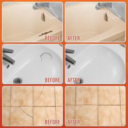 Fiberglass Tub Repair Kit(Color Match), Fiberglass Shower and Acrylic Bathtub Repair Kit for Scratches, Cracks, Chips, Holes on Porcelain, Enamel, Tubs, Tile, Sink, Fix Chipped Almond Bath Tub