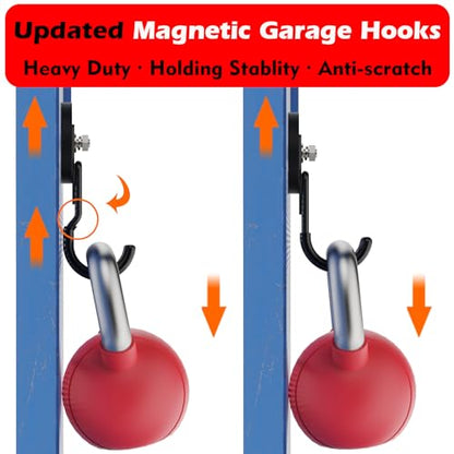 MUTUACTOR Upgraded Magnetic Hooks Heavy Duty,20lbs 2PCS Magnetic Mounting Garage Utility Magnet Hook for Hanging,Anti-Slip Durable Metal J-Hooks Magnetic Hook for Garden Hose Electric Cables Shovels - style: Updated 2.6in Magnet J Black Hooks 2PCS