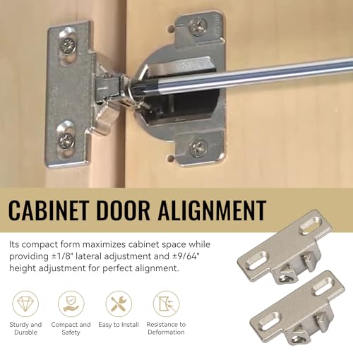 Hinge Mounting Plate Replacement for Blum 1 3/8" Overlay Compact 33 110 Degree, Face Frame Edge Mount Plates for Blum Cabinet Hinges, Self Closing, Nickel Finish (Pack of 2)