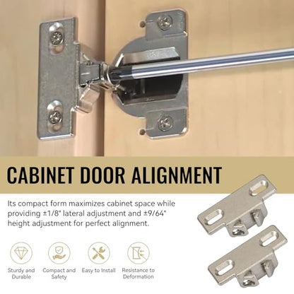Hinge Mounting Plate Replacement for Blum 1 3/8" Overlay Compact 33 110 Degree, Face Frame Edge Mount Plates for Blum Cabinet Hinges, Self Closing, Nickel Finish (Pack of 2)