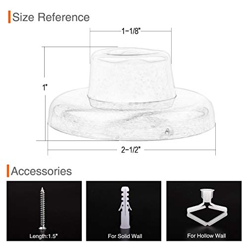 5 Pack Concave Wall Door Bumper Stop Brushed Satin Nickel – 2-1/2” Outside Diameter Stainless Steel Cover with 1-1/8” Gray Rubber Bumper – Easy to Install with Screw - color: Concave-Satin Nickel, size: 5 Pack