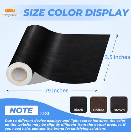 Kangshoon Leather Repair Patches, Self-Adhesive Leather Repair Tape, Stretch Vinyl Repair Kit for Couch Furniture Sofas Car Seats (Dark Gray, 3.5X79 Inch) - color: Dark Gray, size: 3.5X79 Inch