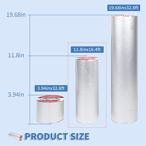 Butyl Tape Waterproof Aluminum Butyl Rubber Tape 12in x 16.4ft, UV-Resistant Leak Proof Seal Strip Patch for RV Patch,Window and Metal Roof Flashing, Patching and Gutter Leak Repair - size: 12"w X 16.4'l