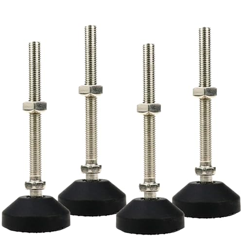 M10x80mm Leveling Feet, 4 Inch Height & 880 lb Capacity, Heavy Duty Adjustable Swivel Furniture Glides, Threaded Rubber Feet Levelers for Table, Shelves, Workbench, Cabinet, Machine, 4Pcs - color: Black, size: D50xM10xH80mm