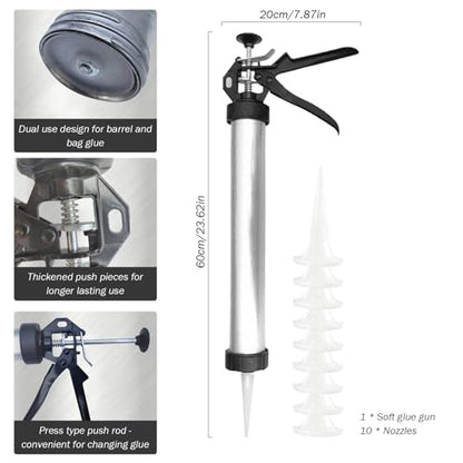 Caulking Tool Gun, 20 Oz Sausage Caulking Guns, Soft And Hard Glue Gun With 10 Nozzles Adhesive Sealant Caulking Tool Kit Guns Household Caulking Tools,Caulk Tool