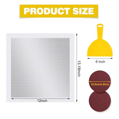 12 X 12 Inch Drywall Repair Kit - Heavy Duty Self-Adhesive Mesh Drywall Repair Patch for Large Holes in Wall and Ceiling, Wall Patch Repair Kit with Scraper and Sandpaper - Dry Wall Patch Kits