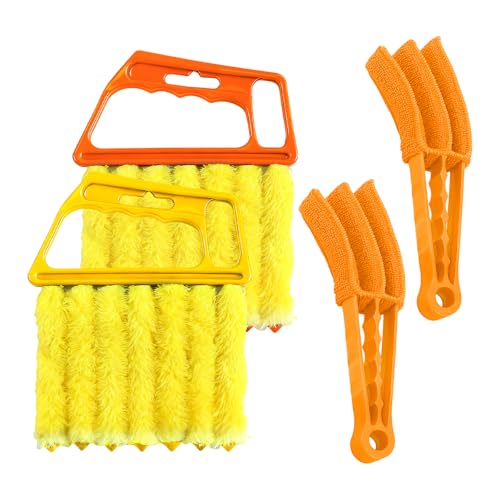 4 PCS Blind Cleaner Duster Tool, 7 Finger Handheld Window Shutters Duster with 3 Arm Cleaner Brush, Washable Mini Blinds Dust Cleaning Tools for Car Air Conditioner Vent - color: 4 Pcs