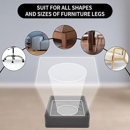 Furniture Pads Yelanon Floor Shield – 2" Round Caster Cups 8 PCS – Non-Skid Bed Stoppers, Heavy Duty Rubber Coasters – Protect Hardwood & Tile Floors! - color: 8pcs2"square Black Star