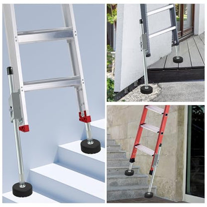 Ladder Leveler Non-Slip Rubber Leg Ladder Stabilizer, Adjustable Ladder Leg Level, Maximum Load Capacity 550 lbs, Fits Indoor and Outdoor Stairs and All Surfaces, Ladder Fittings 1 Pair (26 Inch) - size: 60CM*1 PAIR