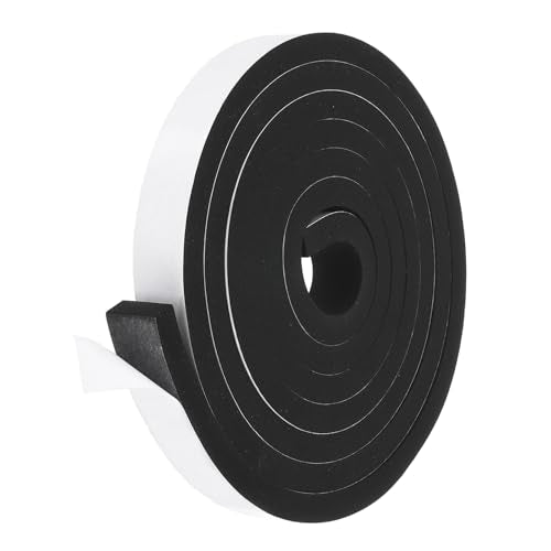 PATIKIL Weather Stripping Door Seal Strip, 1 Inch x 1/2 Inch x 10 Ft Self Adhesive Soundproof High Density Foam Tape Insulation for Door Window Air Conditioning, Black - color: Black, size: 1 Inch x 1/2 Inch x 10 Ft