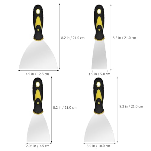 8pcs Stainless Steel Wall Repair Spatula Set with Handles, Putty Knives for Drywall, Caulking, and Wall Covering Removal, Includes 2", 3", 4", 5" Sizes for Home Painting and