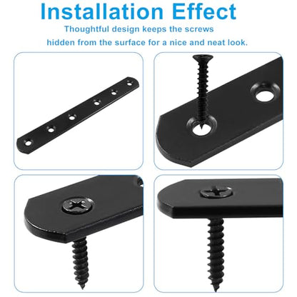 8 Pcs 6 Inch Straight Bracket, Stainless Steel Flat Mending Brace, Black Connector Plate with Mounting Screws & Screwdriver for Furniture Repair, Fixing - size: Black, 6" x 0.8"