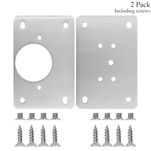 2 Pack Cabinet Door Hinge Repair Plates Cabinet Hinge Repair Replacement Brackets Board Hinges Repairs Fixing Plates with Screw Thicken Durable Stainless Steel for Kitchen Cupboard Locker Furniture - size: 3.54x2.36 inch-2P