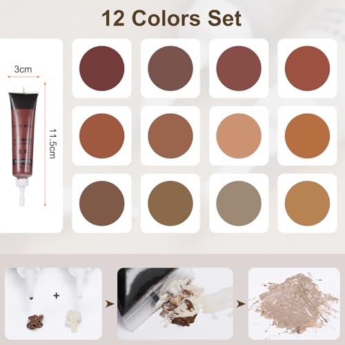 HARFINGTON 12 Colors Wood Filler Scratch Repair Kit Touch Up Filler Wood Paint for Repairing Scratches Cracks Holes on Wooden Floors Cabinet, Table, Walnut Series - color: Walnut Series