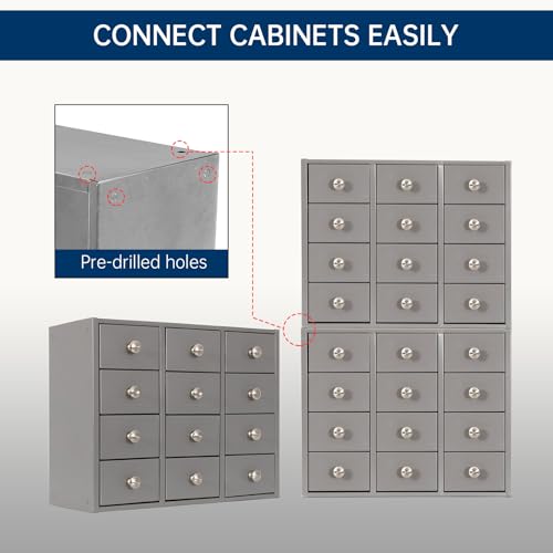 Heavy Duty 12-Drawer Metal Parts Cabinet,Corrosion-Resistant Bolt Nut Organizer for Workshop Garage Office,Modular&Stackable Design, No Assembly