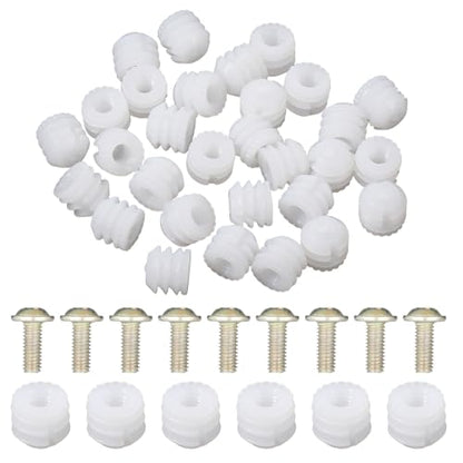 30 Set Furniture Fasteners, Plastic Hinge Dowel Inserts with Stainless Steel Screws for Cabinet Door Repair, Easy Installation Kit for Kitchen Cabinet Hinges Replacement and Drawer Fix