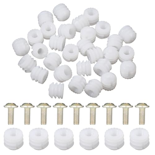 30 Set Furniture Fasteners, Plastic Hinge Dowel Inserts with Stainless Steel Screws for Cabinet Door Repair, Easy Installation Kit for Kitchen Cabinet Hinges Replacement and Drawer Fix