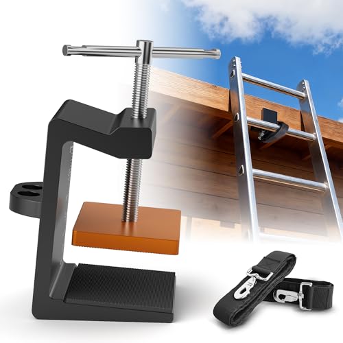 Ladder Stability Anchor,Ladder Satety Clamp,Ladder Stabalizer with 2FT & 3FT Ladder Straps,Ladder Gutter Guard & Anti-Slip Fall Protection Kit,Ladder Accessories for Maximum Safety