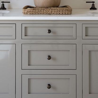 HESTIA HARDWARE 10 Pack | Antique Pewter Cabinet Pulls and Knobs | 1.15 Inch (29mm) Round Silver Knobs for Cabinets and Bathroom Drawers (Z5.10.B) - color: Antique Silver