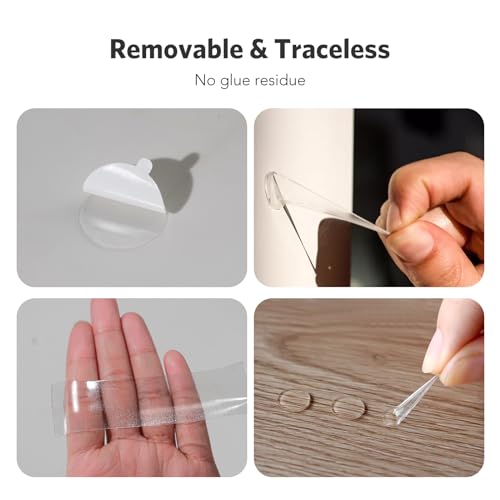 Double Sided Tape for Walls, 220 Pcs Sticky Tack Dots Removable Mounting Putty Clear Adhesive Strips with Tear Tabs No Damage Trace for Hanging Picture Poster Decorations Art Craft Party Supplies