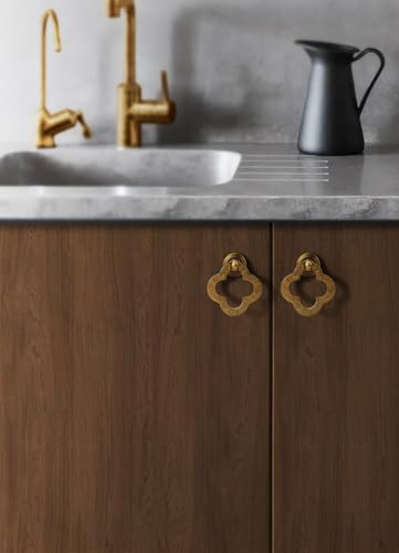 55mm 6 Pack Cupboard Cabinet Knobs, Antique Brass Solid Dresser Drawer knobs with Screws, Cupboard Knobs for Kitchen Bedroom Bathroom - color: Antique Brass
