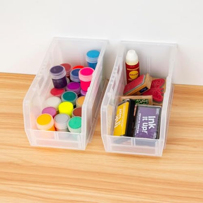 Akro-Mils 30230 AkroBins Plastic Storage Bins, Space-Saving Stackable Bins for Garage, Pantry, Craft Organization, 11" x 5" x 5", Clear, 12-Pack - color: Clear