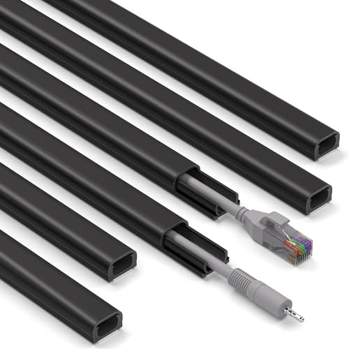 ZhiYo 85in Cord Covers for Wires on Wall, 1 Mini Cord Hider Wall, Self-Adhesive Wire Covers for Cords, Paintable TV Cable Hider Cable Management Kit, 6X L14.2in, W0.46in H0.3in, CMR05 Black - color: Black, size: W0.46in X H0.3in X L85in