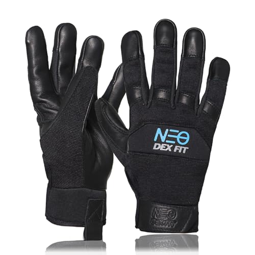 DEX FIT MG210 Lite Mechanic Work Gloves, Water-Resistant Cowhide Leather Palm, Lightweight 3D Fit, Breathable Utility Gloves for Auto Repair, DIY, Driving; Black/Black XL 1 Pair - color: Black_black - Classic, size: X-Large