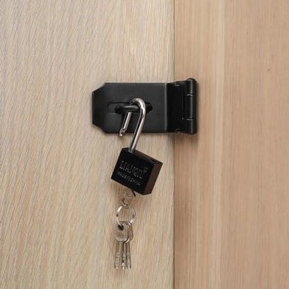 4 Inch 90 Degree Padlock Hasps, Stainless Steel Latch Lock Padlock Hasp with Padlock and Keys Set, Right Angle Safety Door Latches, Gate Lock Hasp Latches for Cabinets, Closets Doors