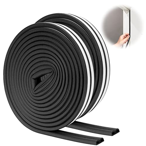 SUNMON Weather Stripping Door Seal, D-Type Strip Weather Stripping Seal Strip for Doors/Windows, Soundproofing Weatherstrip Gap Collision Avoidance 52 Feet (Black - color: D Type Black Rubber, size: 52FT