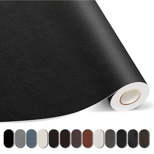 Kangshoon Leather Repair Patches, 17X79 Inch Self-Adhesive Leather Repair Tape, Stretch Vinyl Repair Kit for Couch Furniture Sofas Car Seats (Black, 17X79 Inch) - color: Black, size: 17X79 Inch