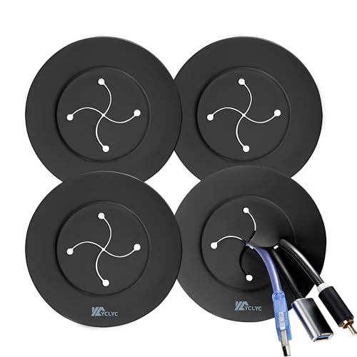 Wire Hiders for TV on Wall, 3in Black in Wall Cable Management Kit, YCLYC Cable Hider Wall Grommets for Cables, Wire Hider Wall to Install Includes 4 Pass Brackets and 1 Hole Saw Drill - color: Black, size: 4 Pack