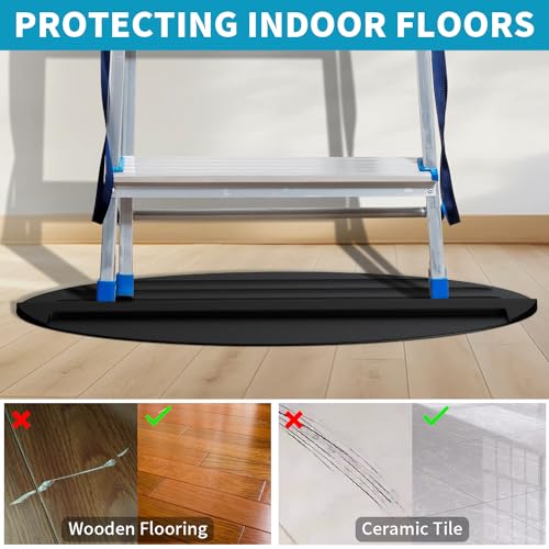 Extension Anti-Skid Ladder Stop Mat, 27"x15.7" Non-Slip Rubber Stabilizer Pad Anti-Slip Ladders Aid Stopper, Floor Protection Stepladder Telescoping Accessories (Black)
