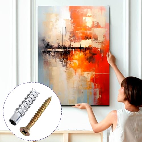 80pcs M6 Tree Shaped Expansion Anchor with Screws, 0.24''×1.19'' Steel Hollow Wall Anchors Kits, Loose Hinge Hole Repair Tools for Drywall Concrete Brick Plaster Wall- Silver & Gold