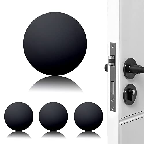 Door Stoppers Wall Protector Buffer Guard Doorknob Door Handle Bumper Self Adhesive Silencer Soft Rubber Crash Pad for Home Office - color: Round-Black