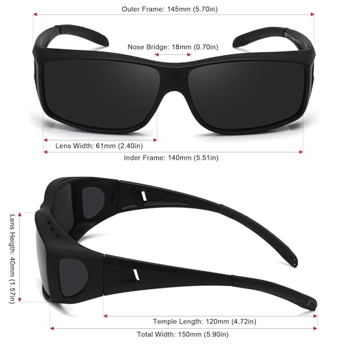 MEETSUN Fit Over Glasses Sunglasses for Men Women,Wrap Around Sunglasses Polarized UV400 Protection - color: (Z1)black Frame-gray Lens
